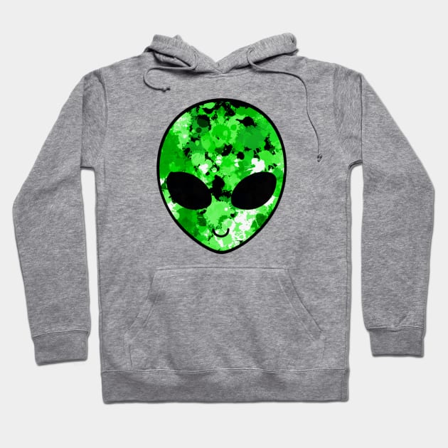 Green Paint Splatter Alien Head Hoodie by BigTexFunkadelic